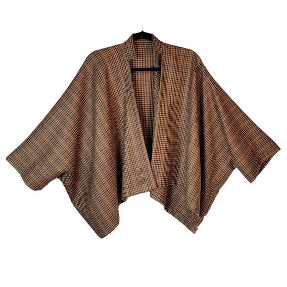 Jackets & Blazers - Tethera Greys Hand Made in Scotland Cover Pull Over Cape Sleeves Faux Buttons OS